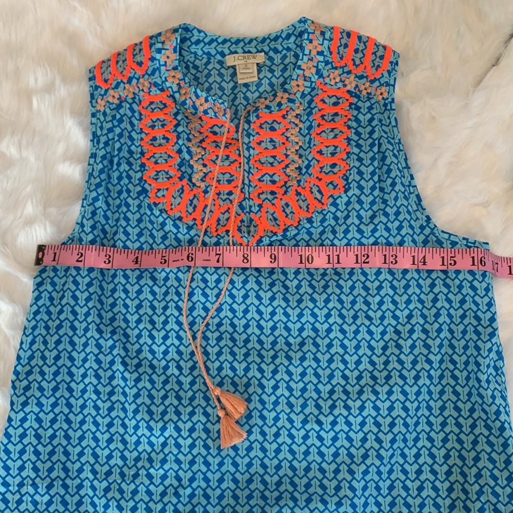 J CREW 100% cotton geometric blue print sleeveless lightweight top LNWOT… - Picture 4 of 11